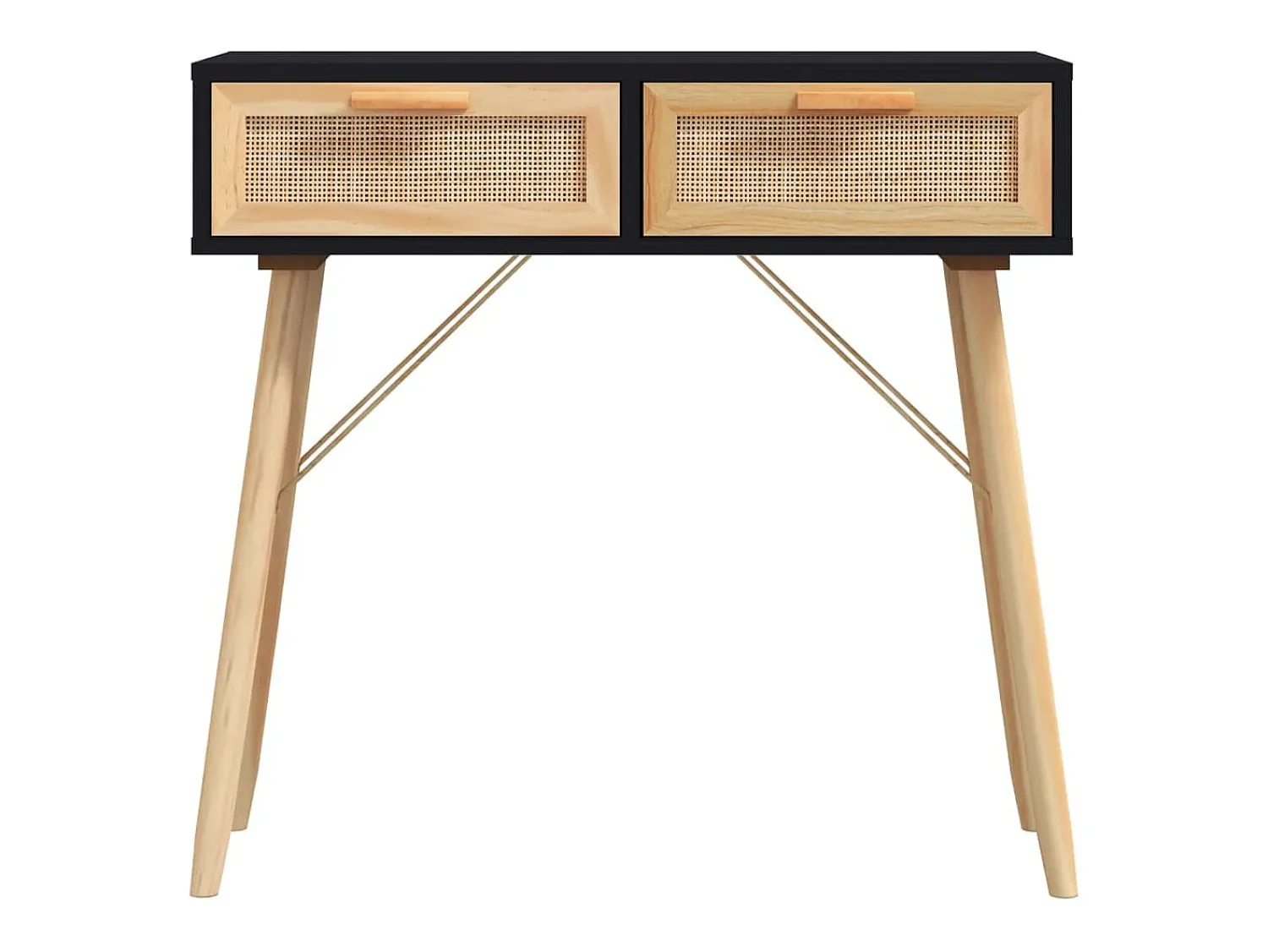vidaxl Mesa consola 80x30x75 cm pinho maciço e vime natural^ Consola