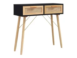 vidaxl Mesa consola 80x30x75 cm pinho maciço e vime natural^ Consola