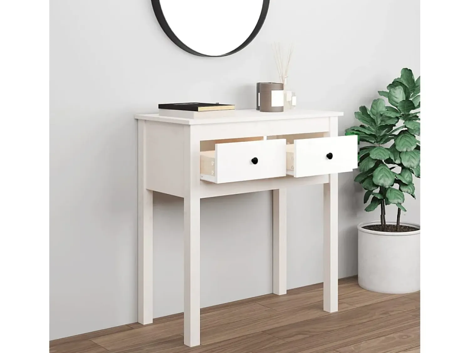 Best Mesa consola 70x35x75 cm pinho maciço PT463582 Branco