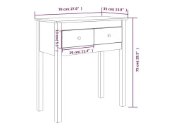 Discount vidaxl Mesa consola 70x35x75 cm pinho maciço Branco
