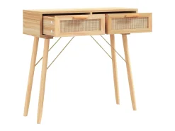 Consola* Mesa consola 80x30x75 cm pinho maciço e vime natural PT769371 Castanho