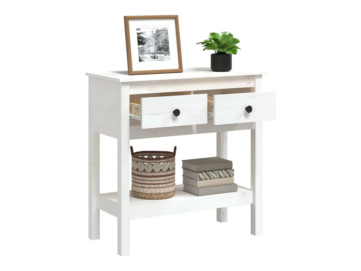 Consola* Mesa consola 75x35x75 cm pinho maciço PT186624 Branco