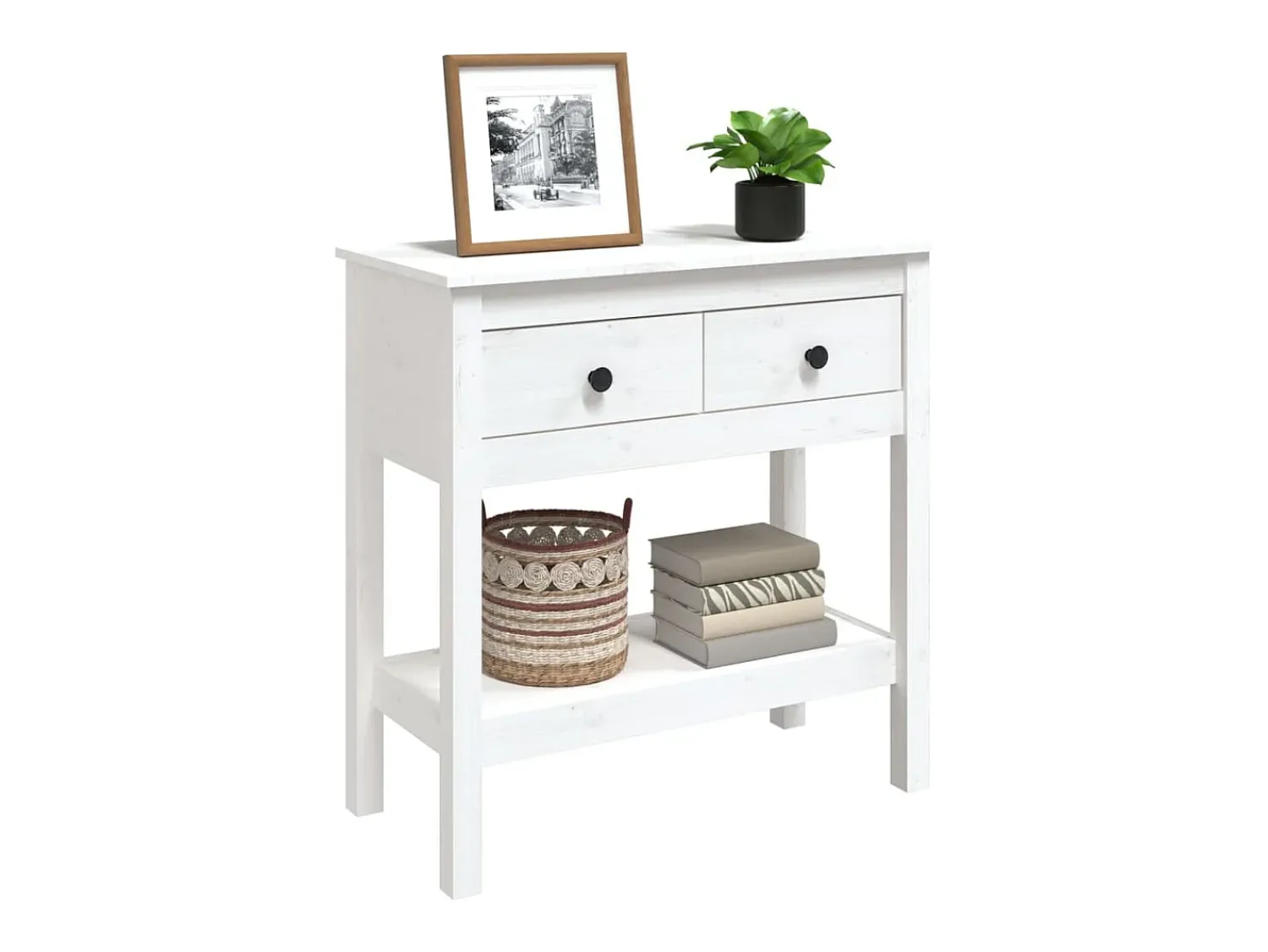Consola* Mesa consola 75x35x75 cm pinho maciço PT186624 Branco