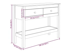 Consola|vidaxl Mesa consola 100x35x75 cm pinho maciço Branco