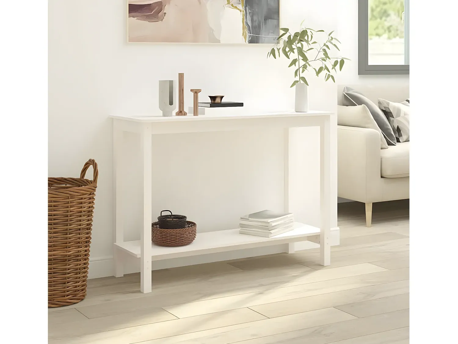 Discount Mesa consola 110x40x80 cm pinho maciço PT721911 Branco