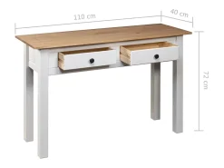 Consola|vidaxl Mesa consola 110x40x72 cm pinho maciço Panama Branco