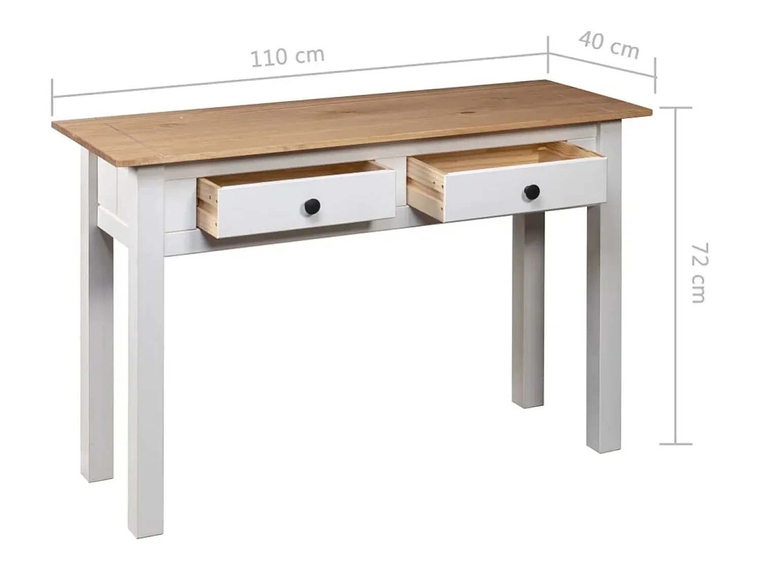 Consola|vidaxl Mesa consola 110x40x72 cm pinho maciço Panama Branco