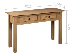 Consola*vidaxl Mesa consola 110x40x72 cm pinho maciço Panama Natural claro