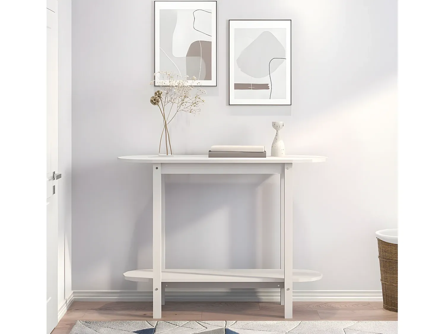Consola| Mesa consola 110x40x80 cm pinho maciço PT492591 Branco
