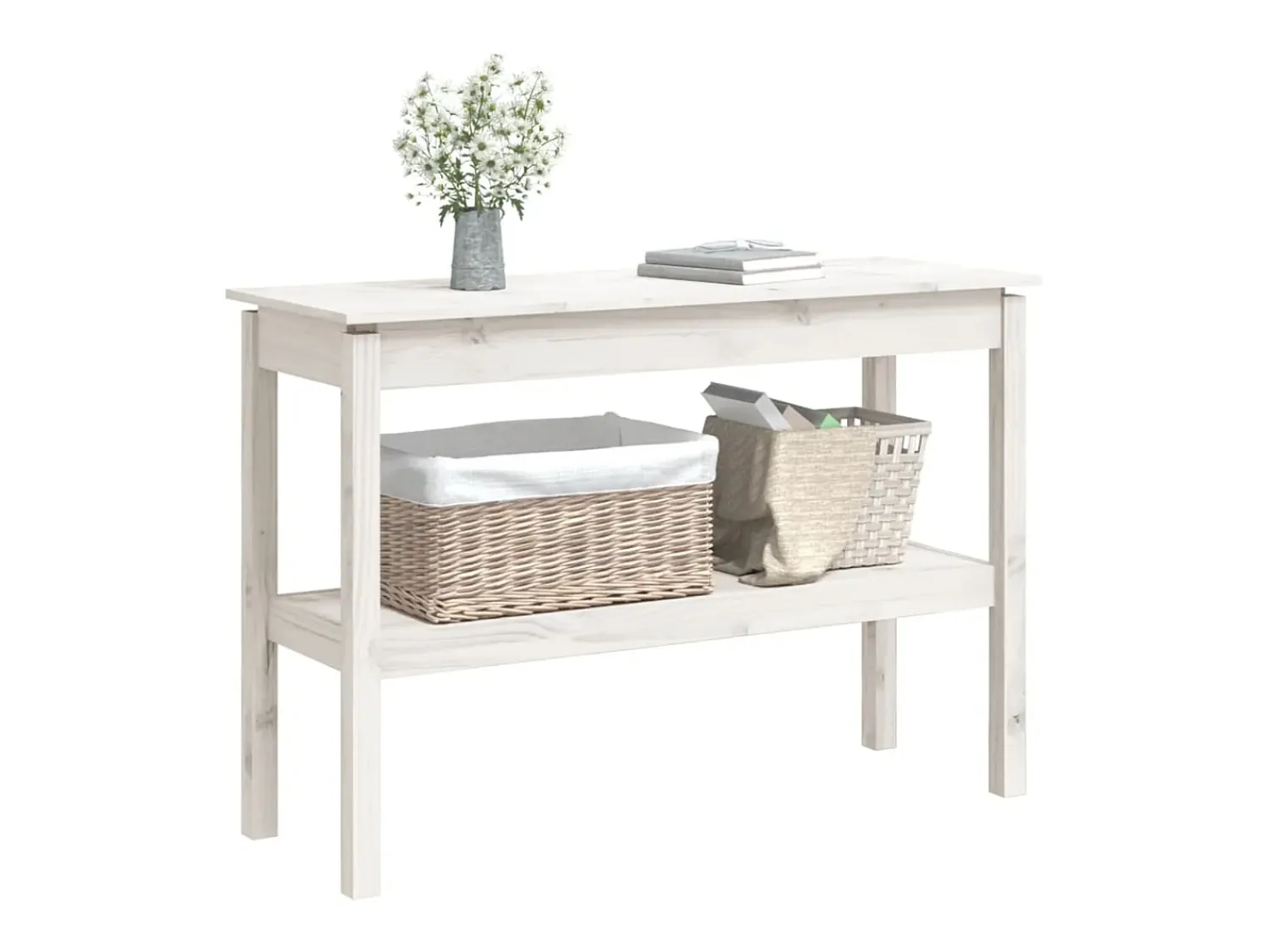 Consola* Mesa consola 110x40x75 cm pinho maciço PT997918 Branco