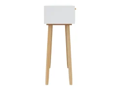Consola* Mesa consola 80x30x75 cm pinho maciço e vime natural PT943045 Branco