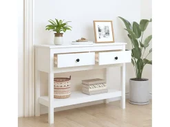 Discount Mesa consola 100x35x75 cm pinho maciço PT542748 Branco