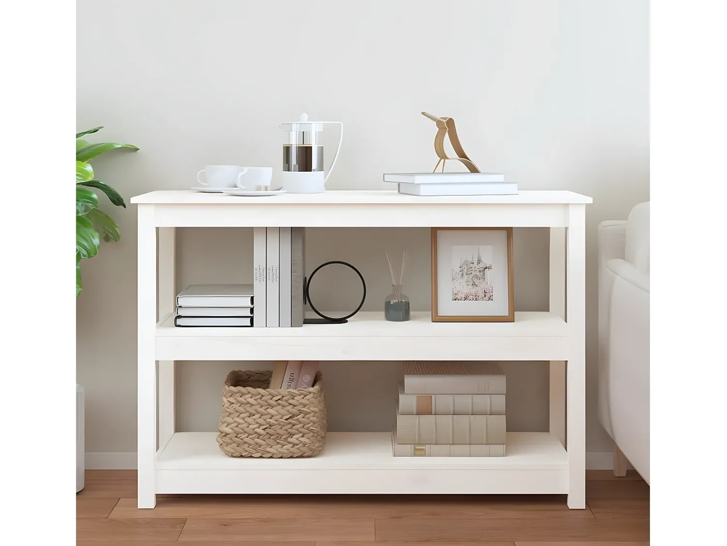 Consola| Mesa consola 110x40x74 cm pinho maciço PT693842 Branco