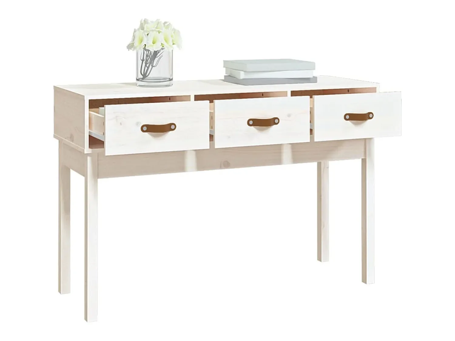 Consola*vidaxl Mesa consola 114x40x75 cm pinho maciço Branco