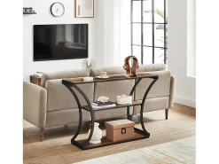 Mesa Consola 120x30x80 cm Preto Vintage Castanho^ Consola