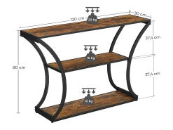 Mesa Consola 120x30x80 cm Preto Vintage Castanho^ Consola