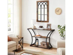 Mesa Consola 120x30x80 cm Preto Vintage Castanho^ Consola
