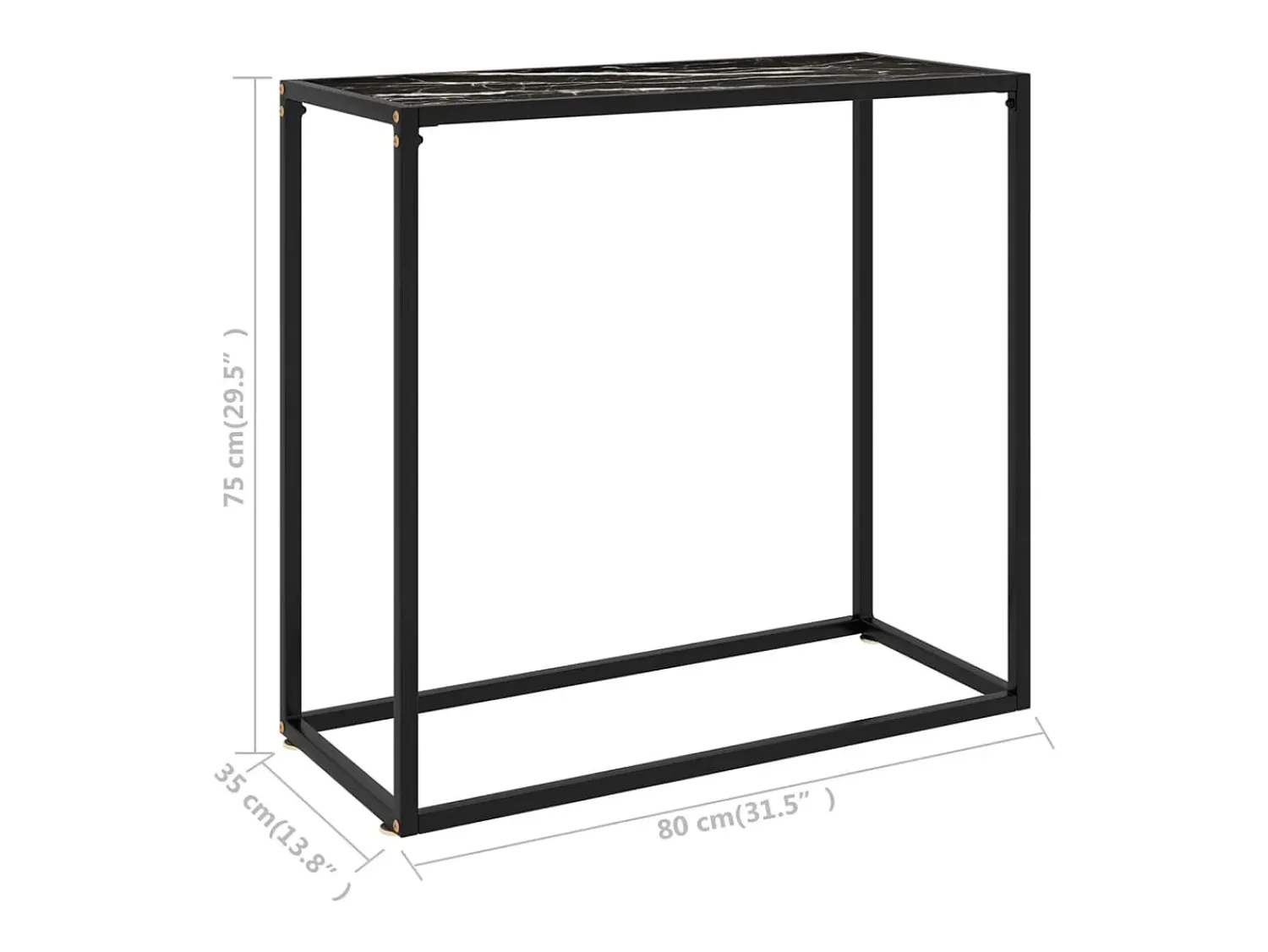 Consola|vidaxl Mesa consola 80x35x75 cm vidro temperado Preto