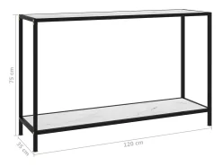 Consola*vidaxl Mesa consola 120x35x75 cm vidro temperado Branco