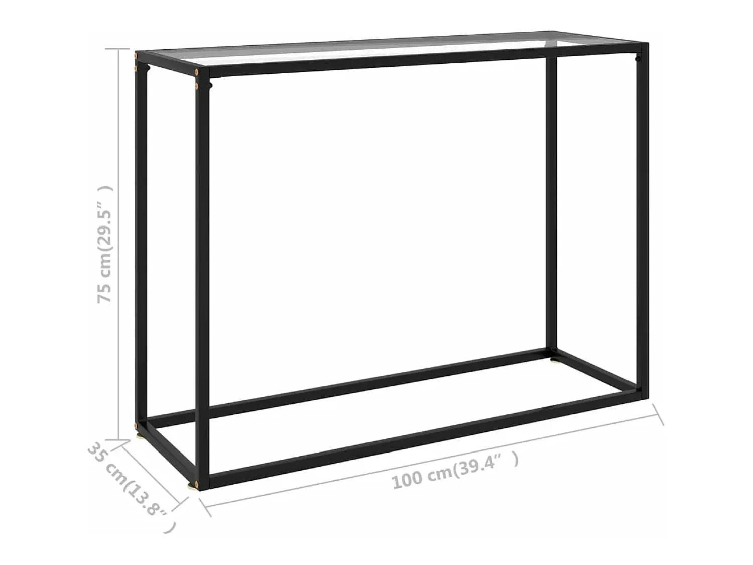 Consola*vidaxl Mesa consola 100x35x75 cm vidro temperado Transparente