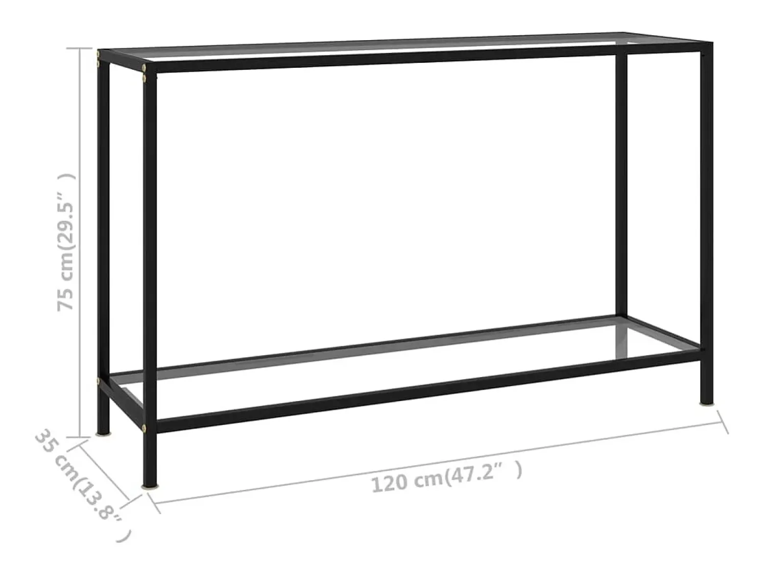 vidaxl Mesa consola 120x35x75 cm vidro temperado^ Consola