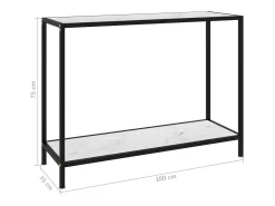 New vidaxl Mesa consola 100x35x75 cm vidro temperado Branco