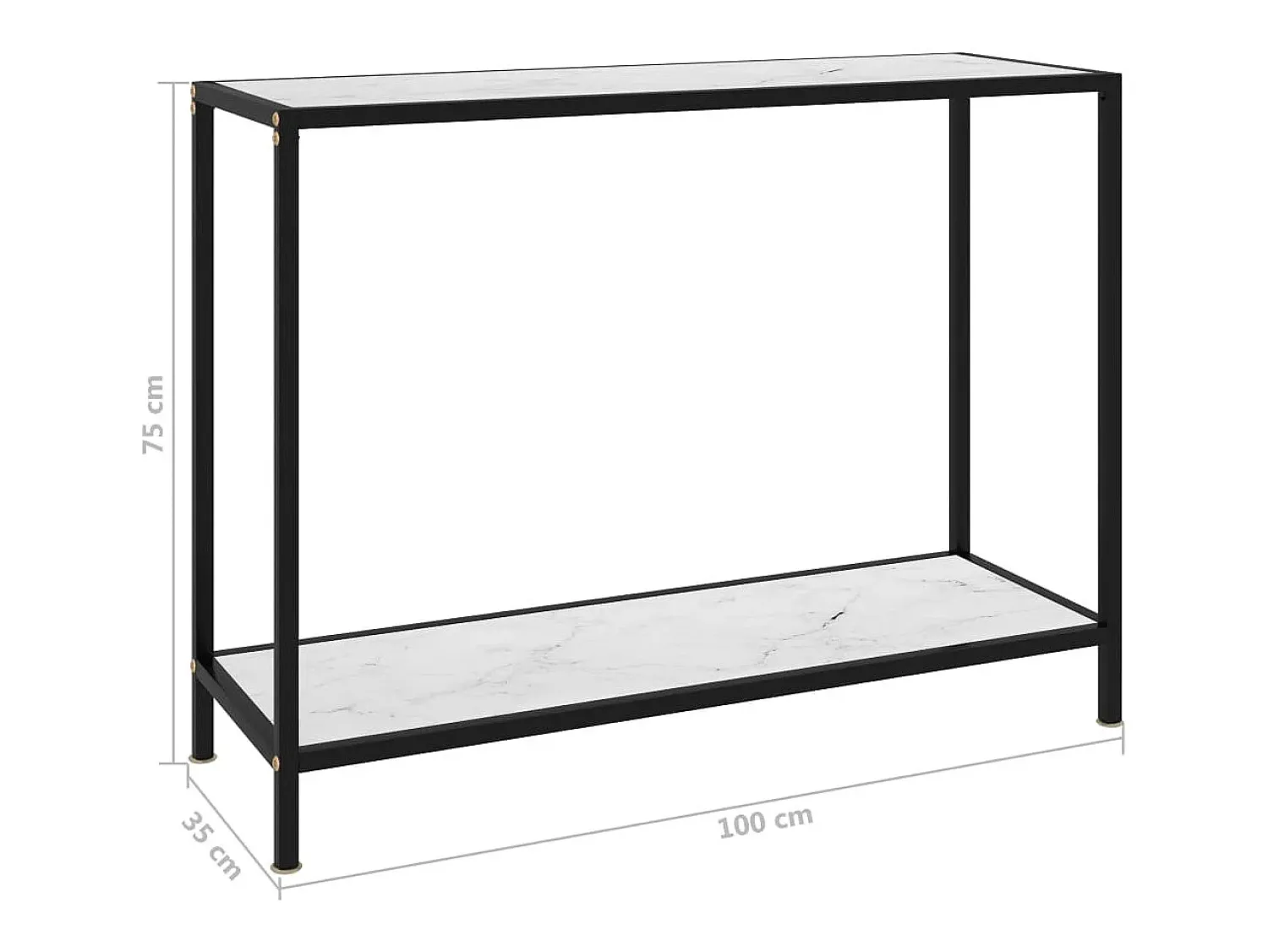 New vidaxl Mesa consola 100x35x75 cm vidro temperado Branco