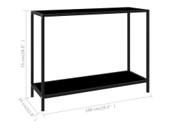 Discount vidaxl Mesa consola 100x35x75 cm vidro temperado Preto