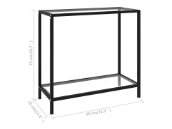 Consola|vidaxl Mesa consola 80x35x75 cm vidro temperado Transparente