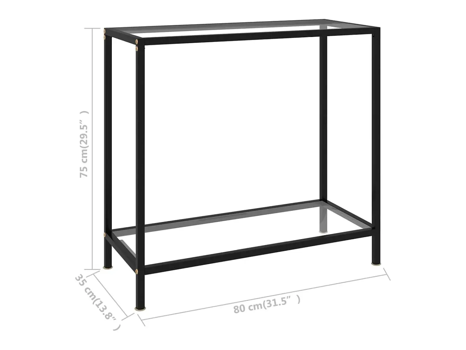 Consola|vidaxl Mesa consola 80x35x75 cm vidro temperado Transparente