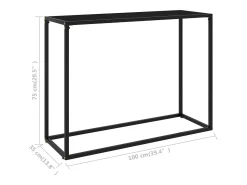 New vidaxl Mesa consola 100x35x75 cm vidro temperado Preto