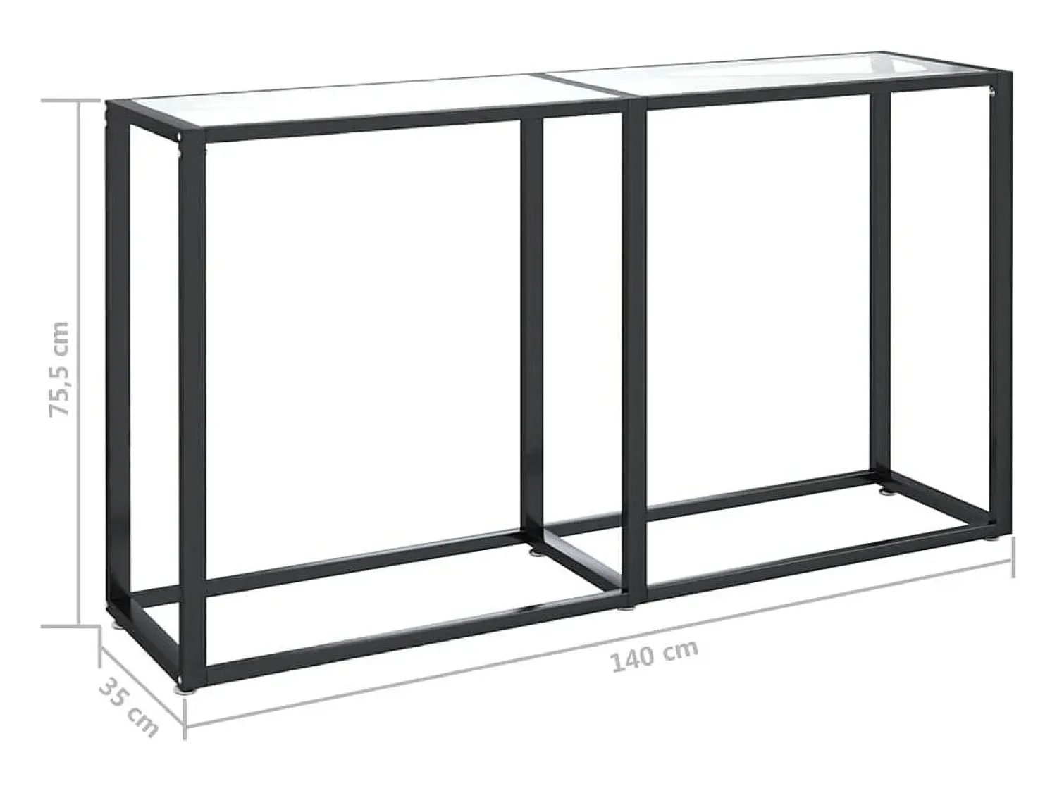 Discount vidaxl Mesa consola 140x35x75,5 cm vidro temperado Transparente