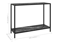 Consola|vidaxl Mesa consola 100x35x75 cm vidro temperado Preto