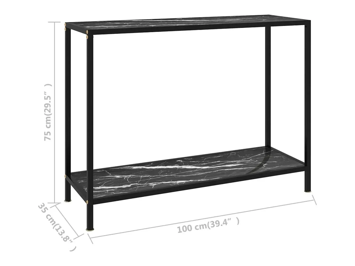 Consola|vidaxl Mesa consola 100x35x75 cm vidro temperado Preto