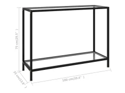 Clearance vidaxl Mesa consola 100x35x75 cm vidro temperado Transparente