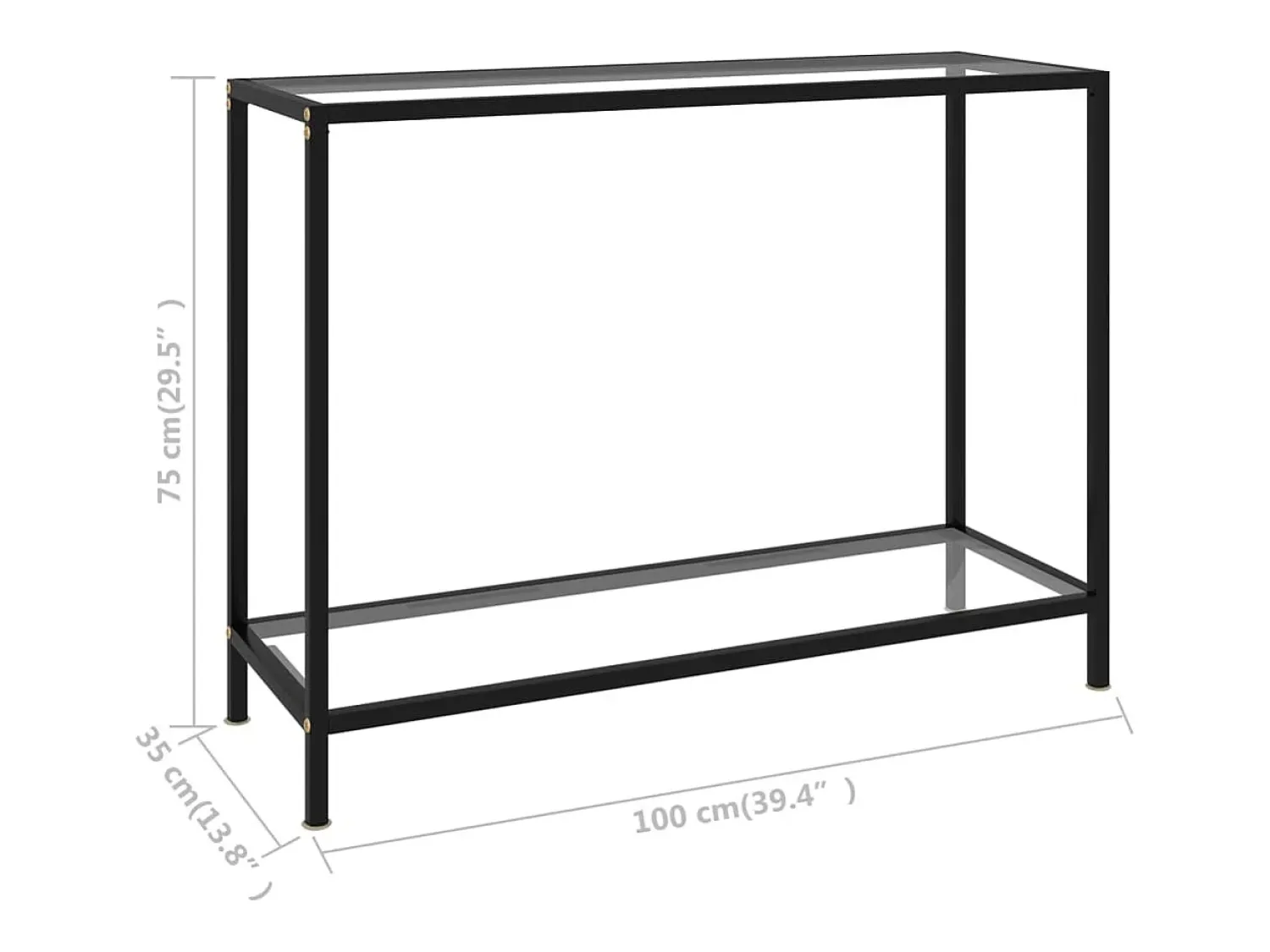 Clearance vidaxl Mesa consola 100x35x75 cm vidro temperado Transparente