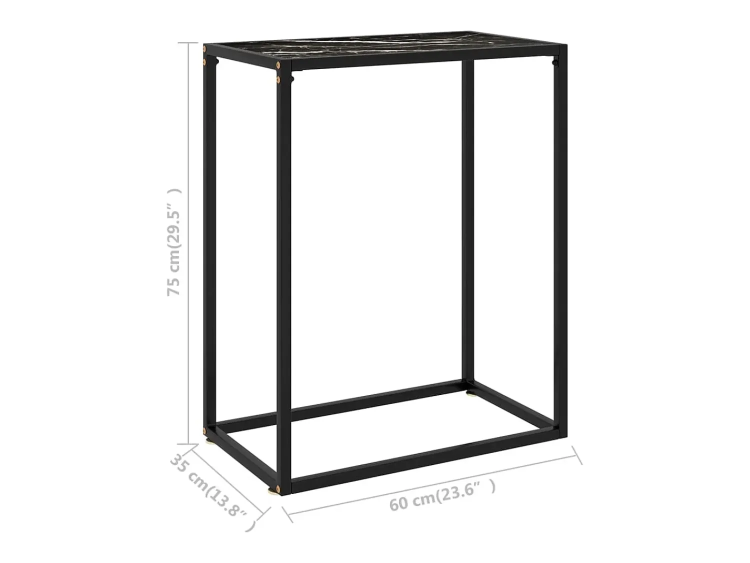 Consola|vidaxl Mesa consola 60x35x75 cm vidro temperado Preto