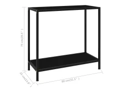 Consola*vidaxl Mesa consola 80x35x75 cm vidro temperado Preto