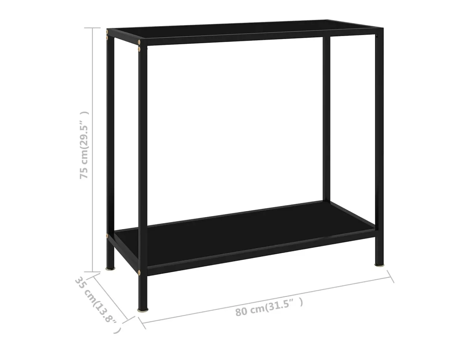 Consola*vidaxl Mesa consola 80x35x75 cm vidro temperado Preto