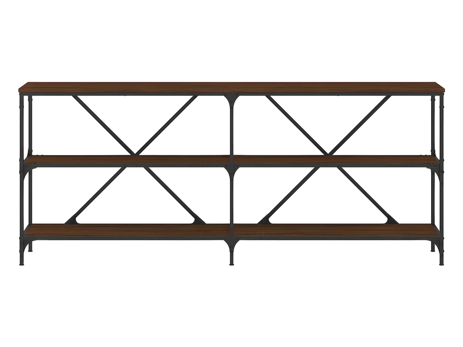 Consola| Mesa consola 180x30x75cm deriv. madeira/ferro carvalho PT499389 Castanho