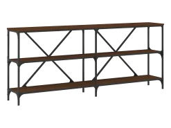 Consola| Mesa consola 180x30x75cm deriv. madeira/ferro carvalho PT499389 Castanho