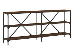 vidaxl Mesa consola 180x30x75cm deriv. madeira/ferro carvalho castanho^ Consola