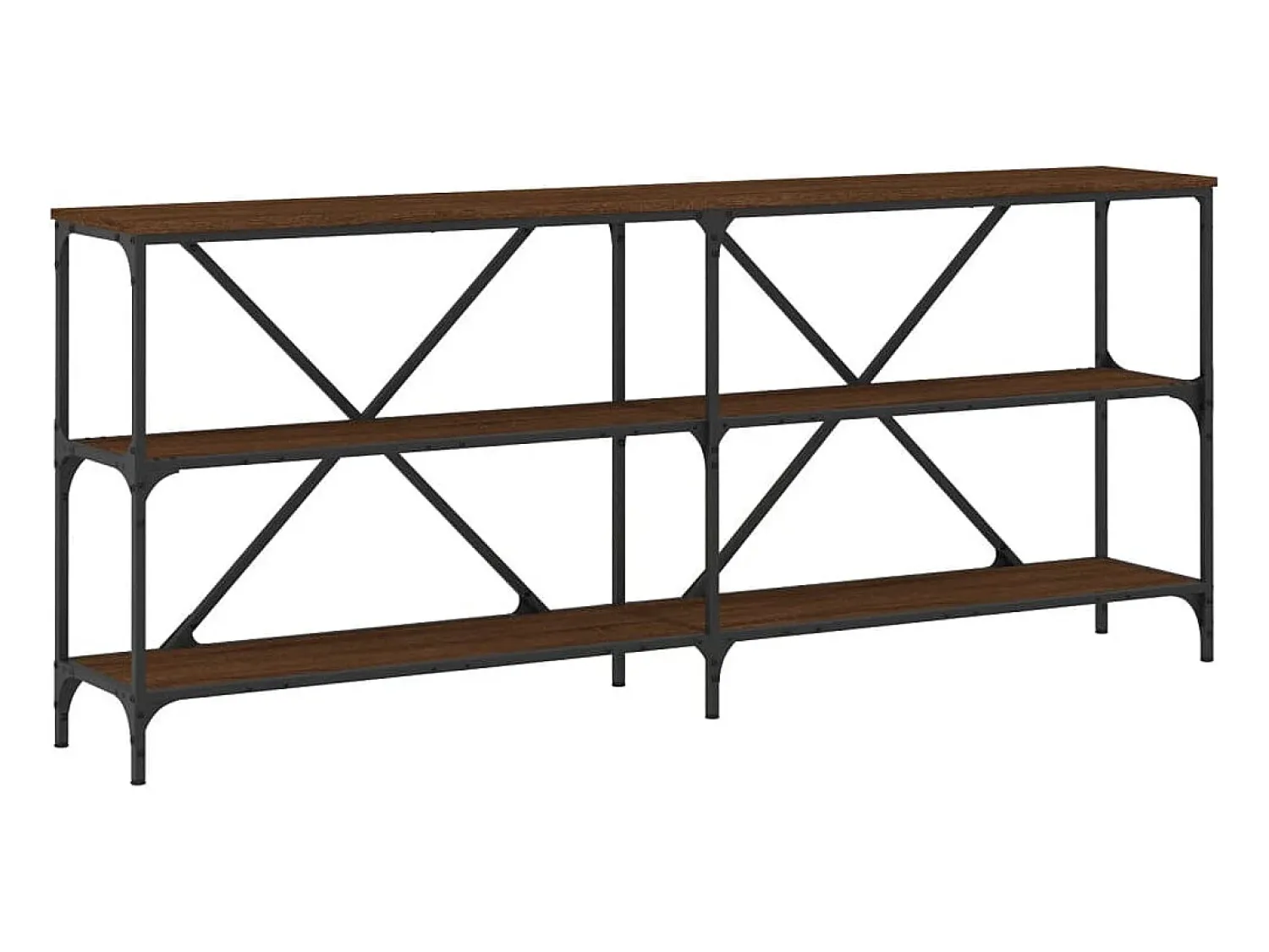 vidaxl Mesa consola 180x30x75cm deriv. madeira/ferro carvalho castanho^ Consola