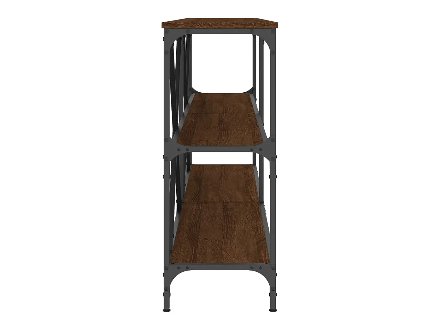 vidaxl Mesa consola 180x30x75cm deriv. madeira/ferro carvalho castanho^ Consola