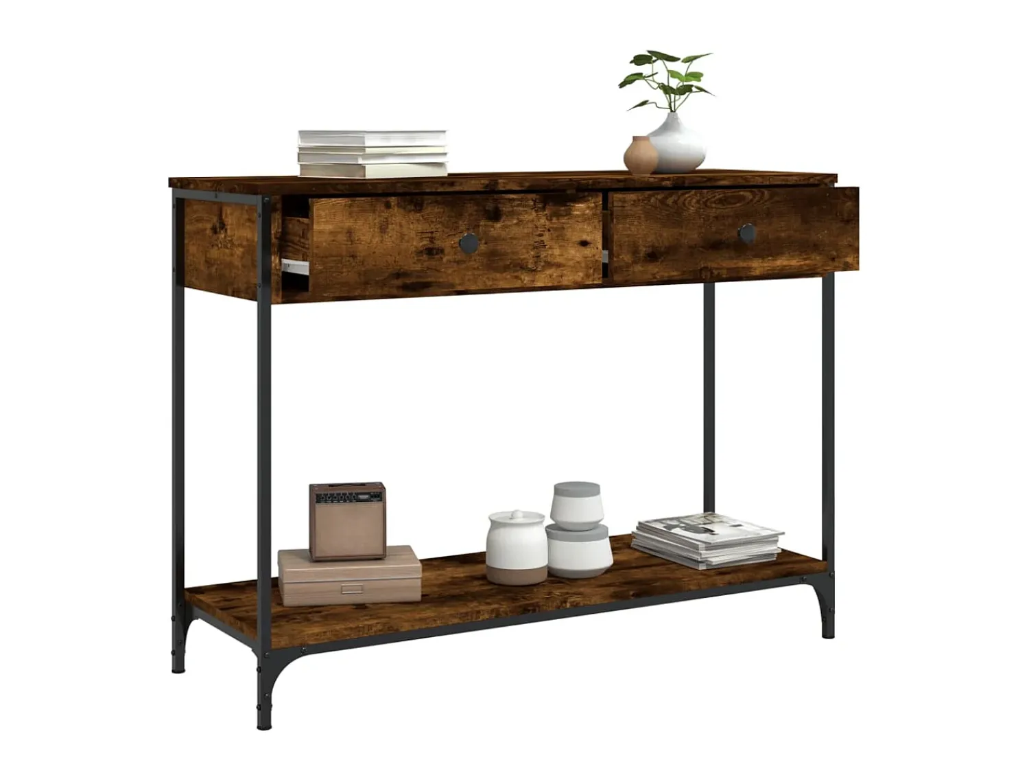 Mesa consola 100x34,5x75cm derivados de madeira carvalho fumado PT319334^ Consola