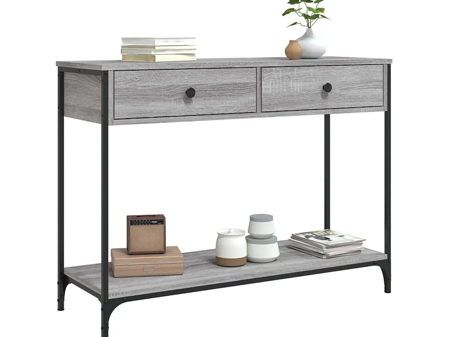 Consola* Mesa consola 100x34,5x75cm derivados de madeira sonoma PT628412 Cinzento