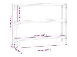 vidaxl Mesa consola 100x22,5x75cm derivados de madeira carvalho fumado^ Consola