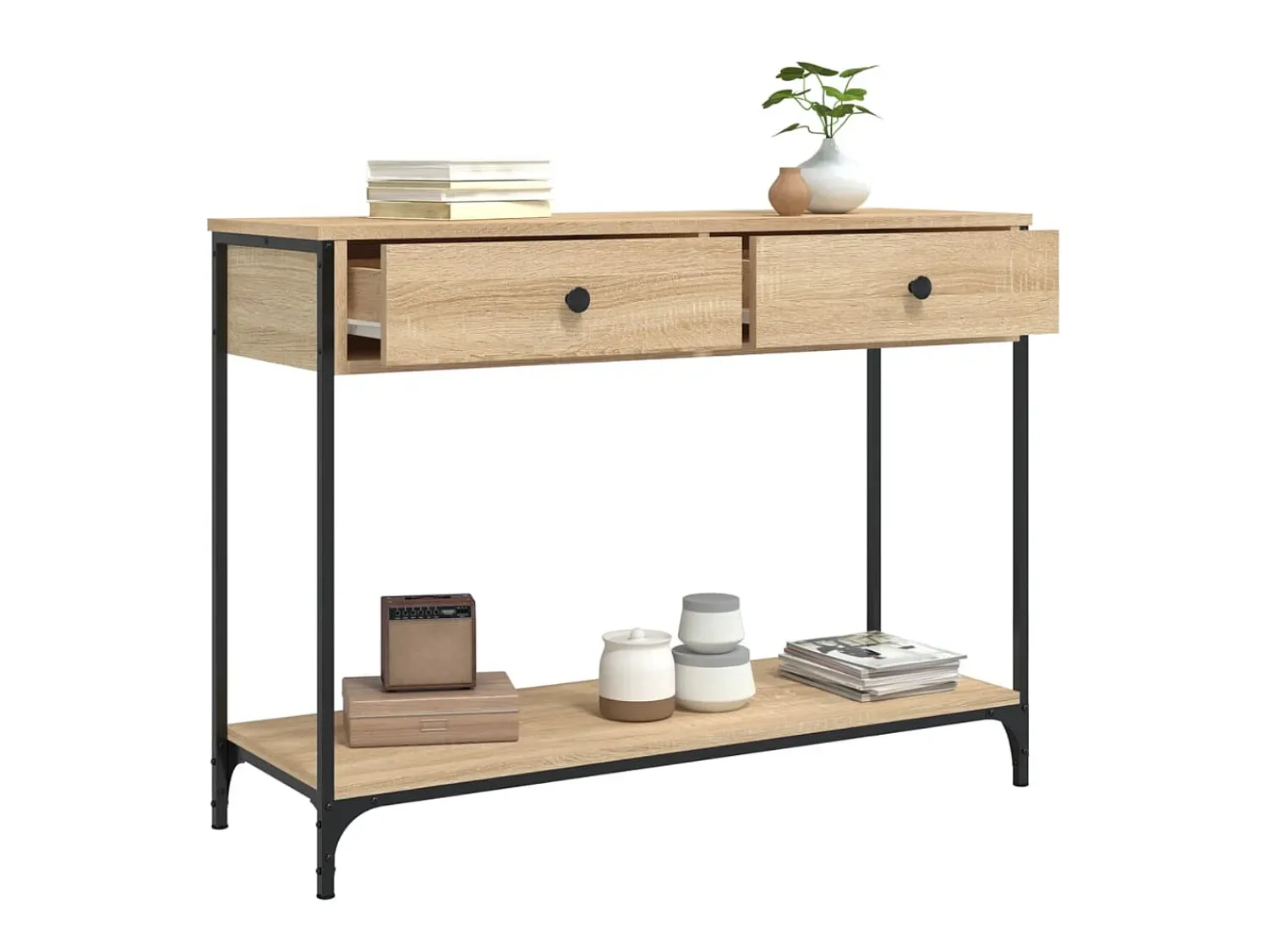 Consola| Mesa consola 100x34,5x75cm derivados de madeira carvalho sonoma PT557102 Castanho
