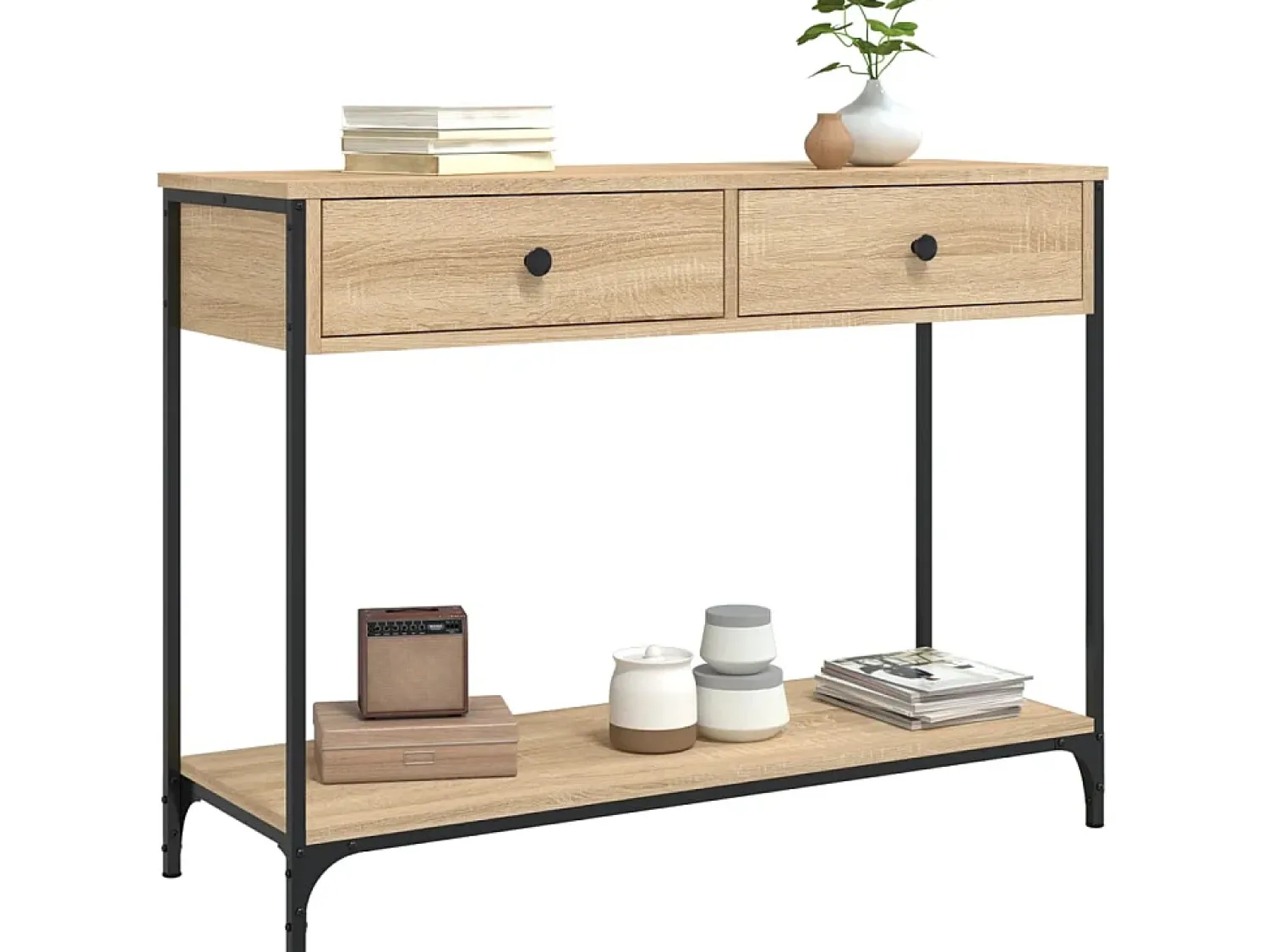 Consola| Mesa consola 100x34,5x75cm derivados de madeira carvalho sonoma PT557102 Castanho