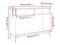 vidaxl Mesa consola 100x34,5x75cm derivados de madeira carvalho fumado^ Consola
